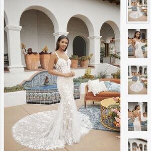 Chic White Floral Lace Bridal Gown
